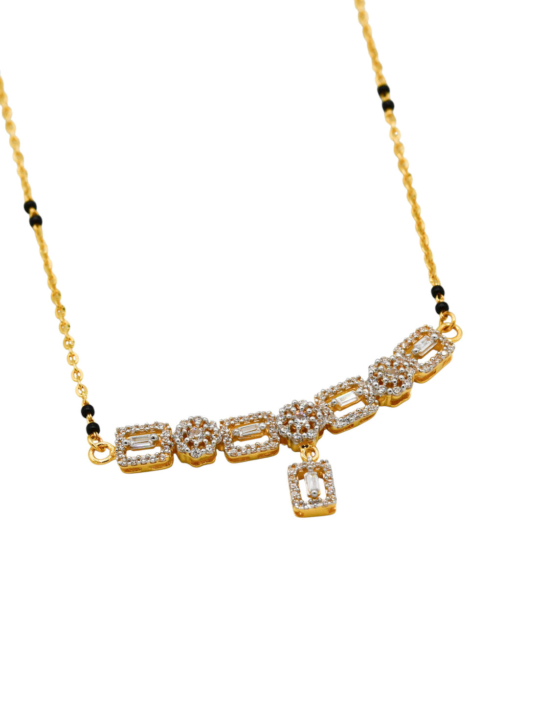 22Ct Gold CZ Mangal Sutra with Earring