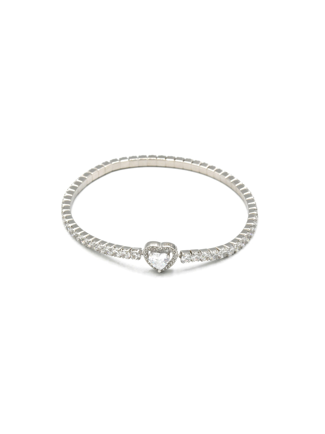 Sterling Silver Elastic CZ Bracelet - Roop Darshan