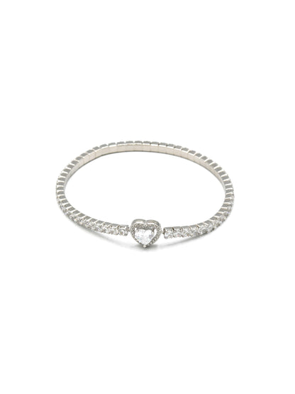 Sterling Silver Elastic CZ Bracelet - Roop Darshan