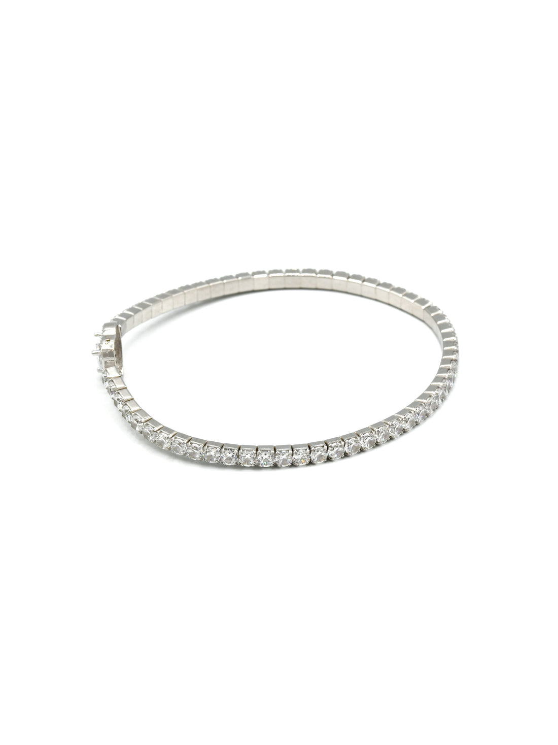 Sterling Silver Elastic CZ Bracelet - Roop Darshan