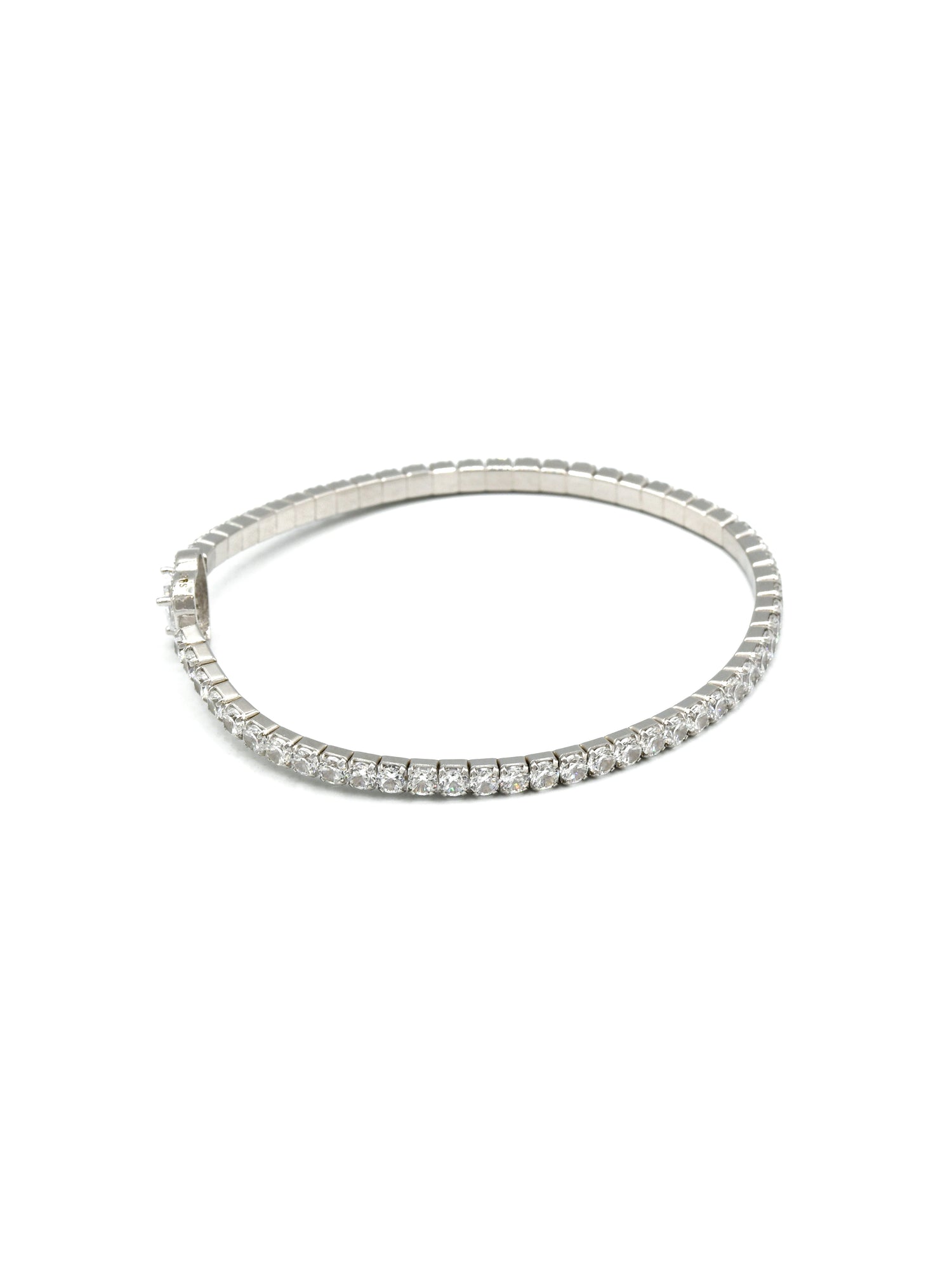 Sterling Silver Elastic CZ Bracelet - Roop Darshan