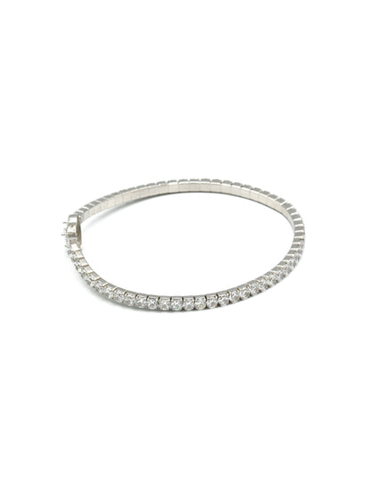 Sterling Silver Elastic CZ Bracelet - Roop Darshan