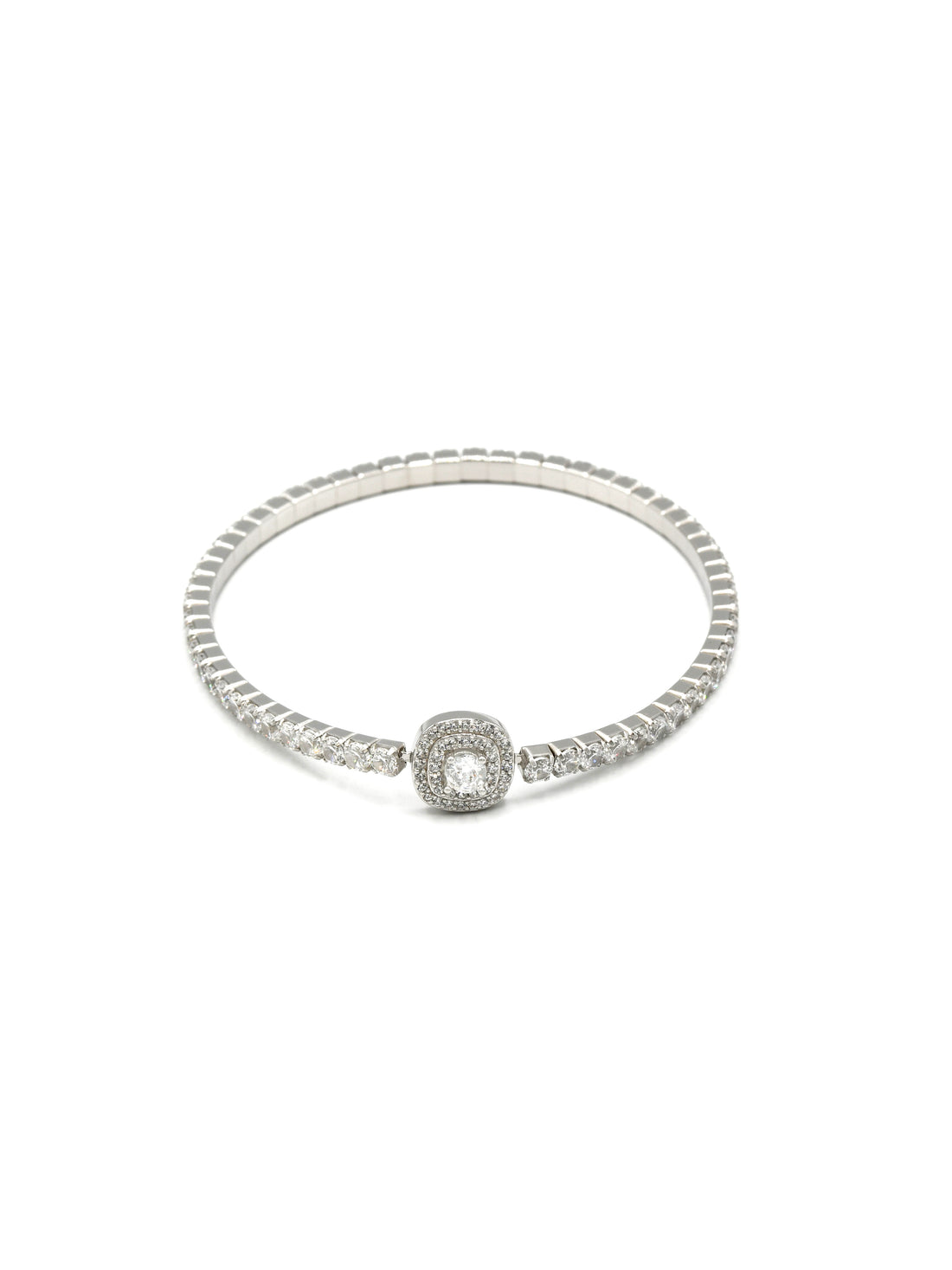 Sterling Silver Elastic CZ Bracelet - Roop Darshan