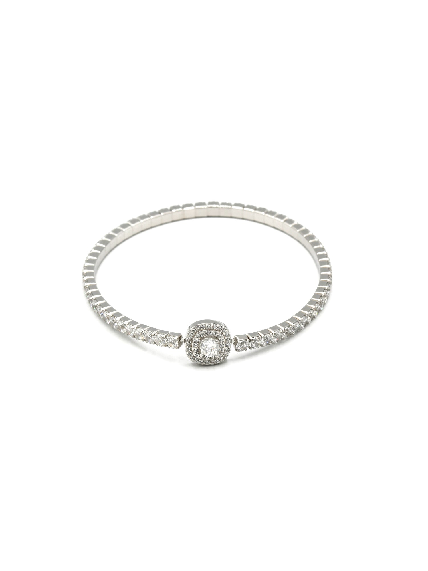 Sterling Silver Elastic CZ Bracelet - Roop Darshan
