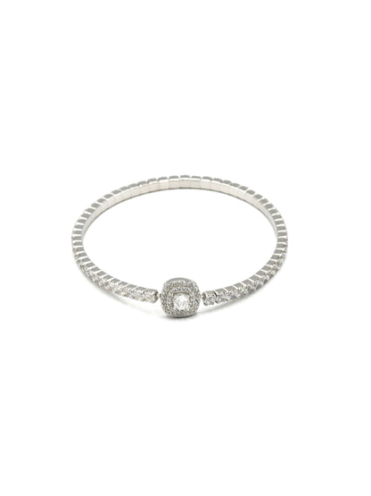 Sterling Silver Elastic CZ Bracelet - Roop Darshan