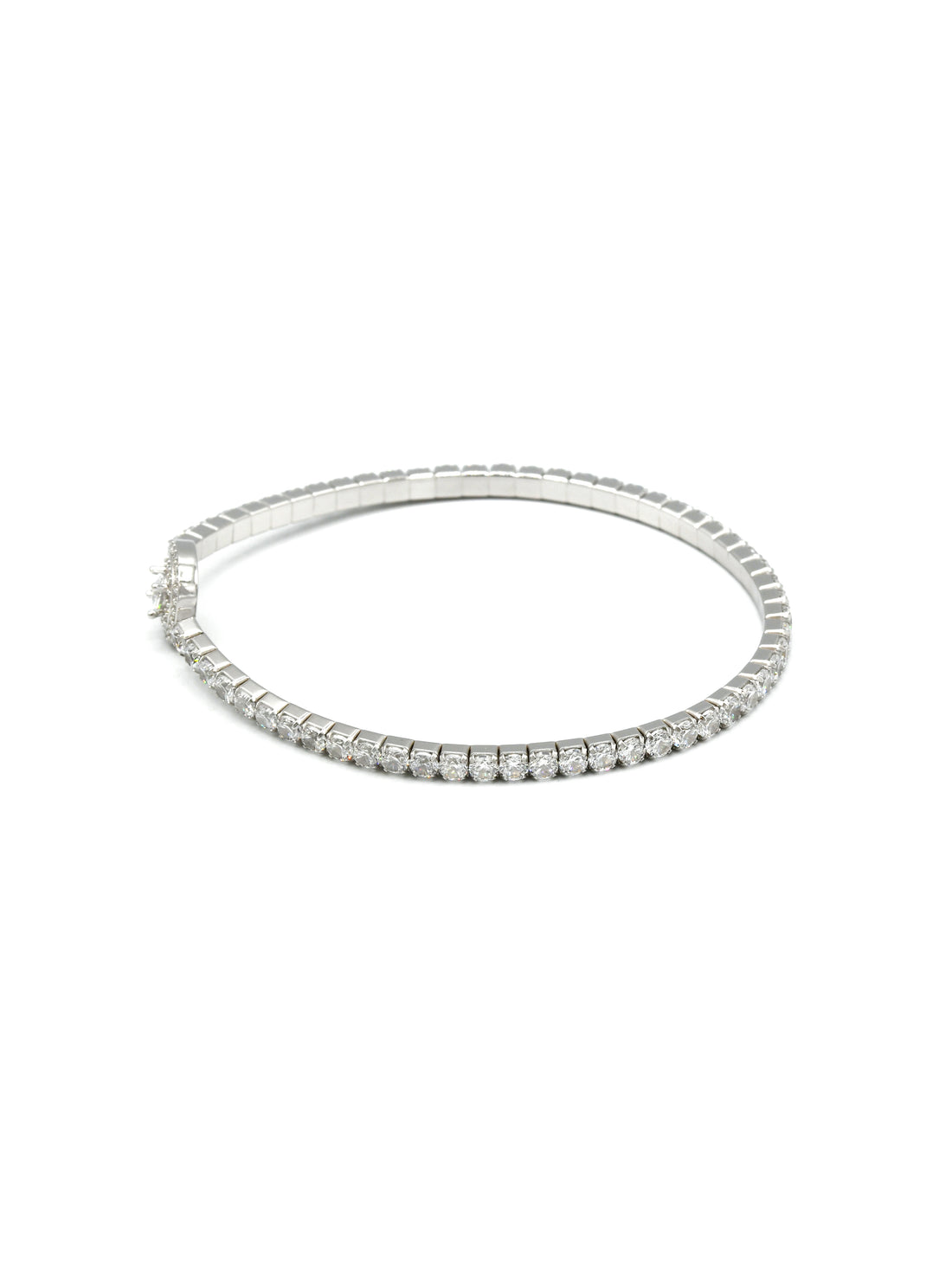 Sterling Silver Elastic CZ Bracelet - Roop Darshan