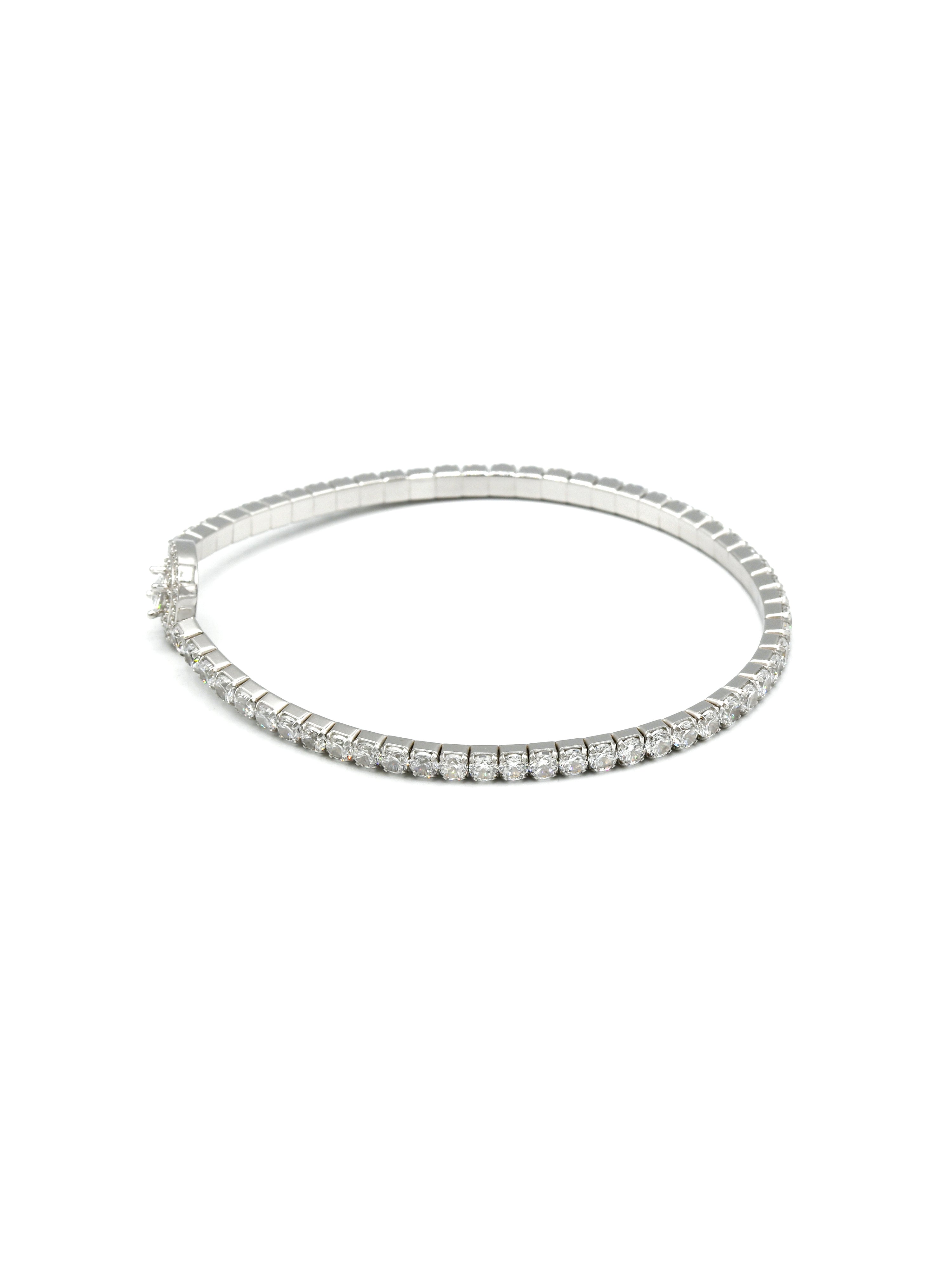 Sterling Silver Elastic CZ Bracelet - Roop Darshan