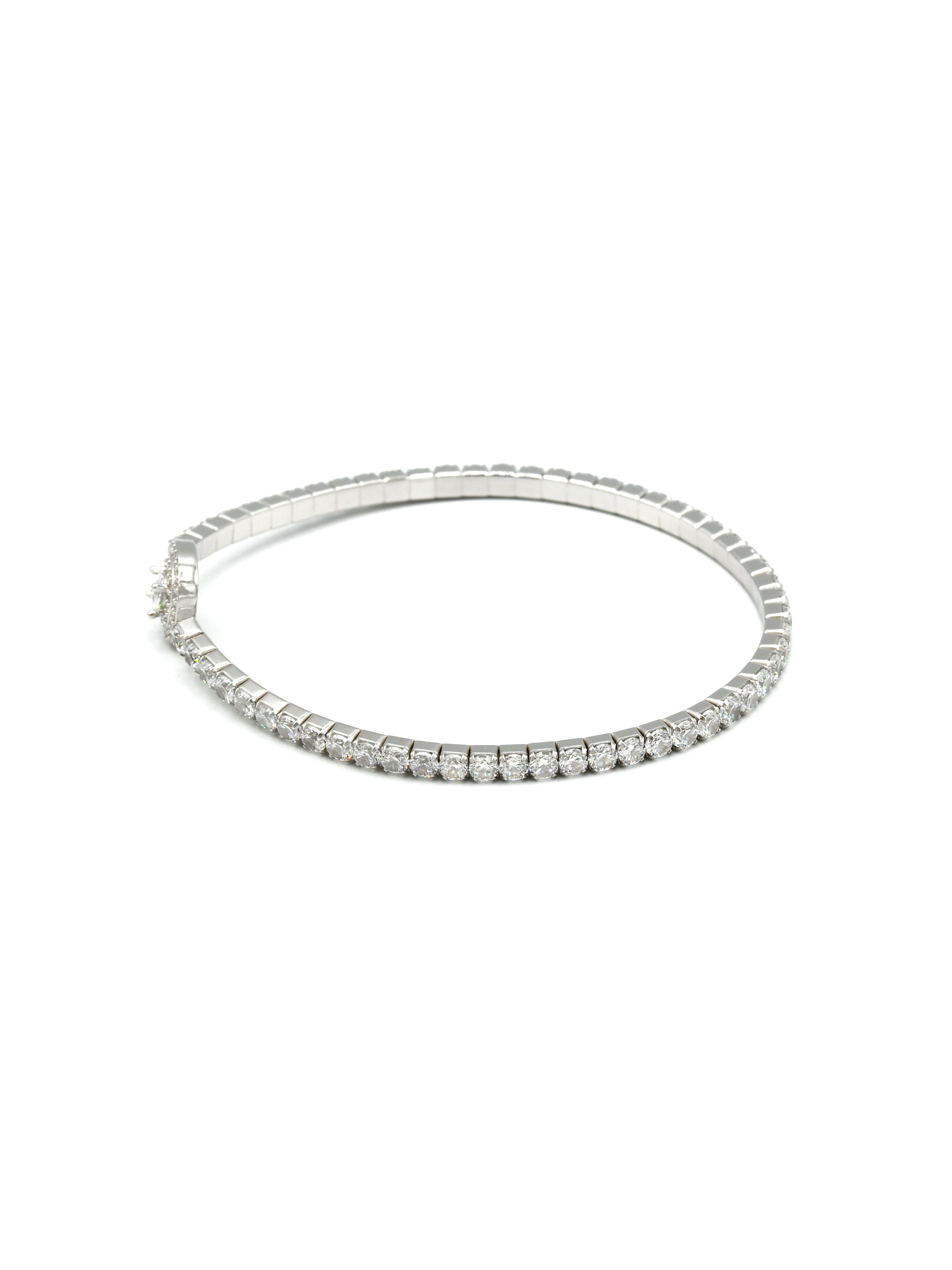 Sterling Silver Elastic CZ Bracelet - Roop Darshan