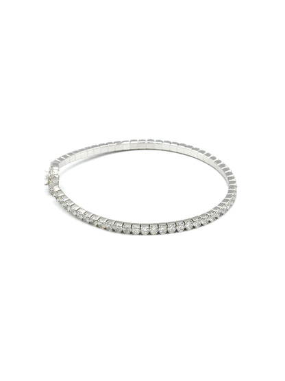 Sterling Silver Elastic CZ Bracelet - Roop Darshan