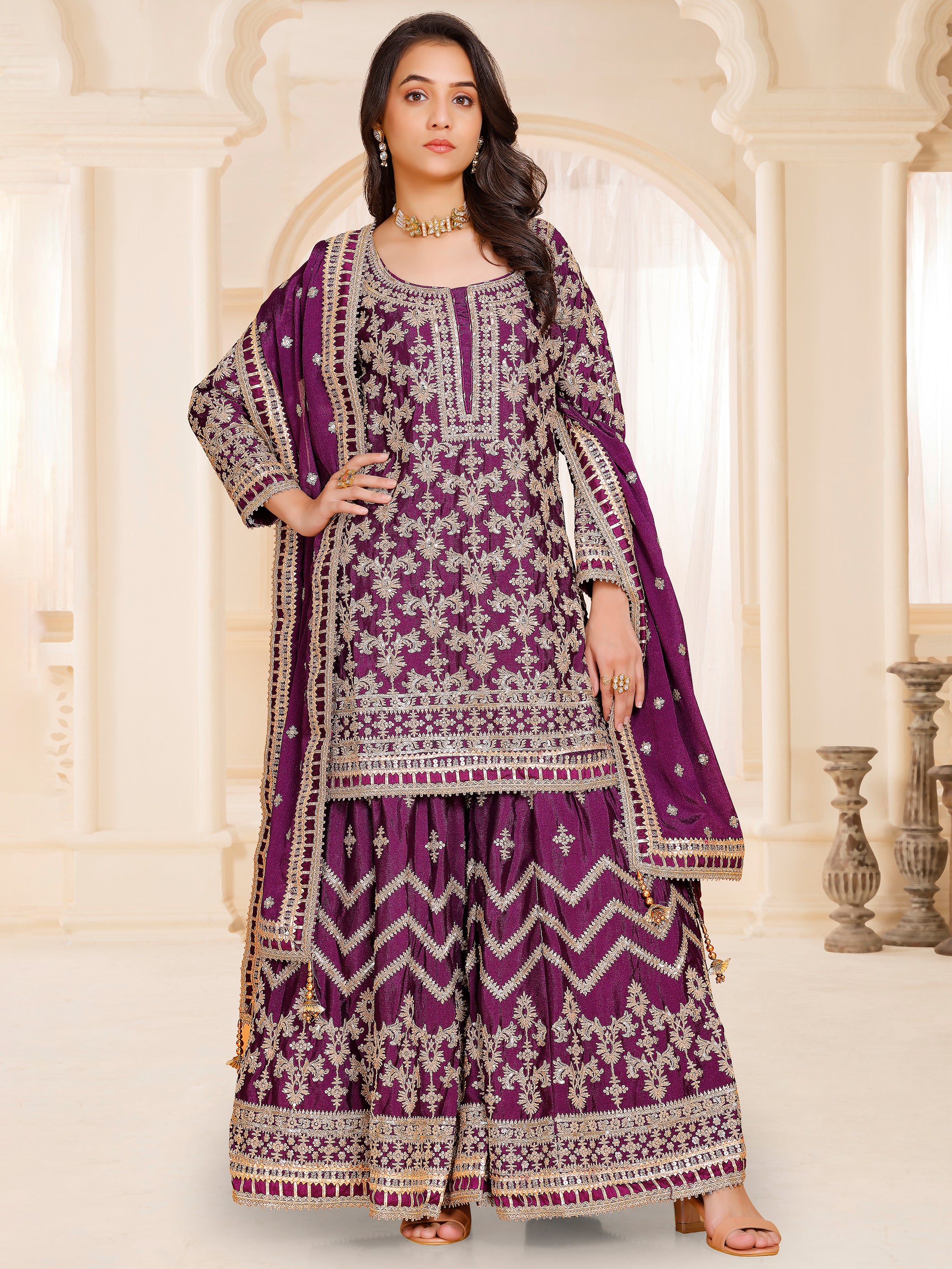 Nisha Sharara Suit - Roop Darshan