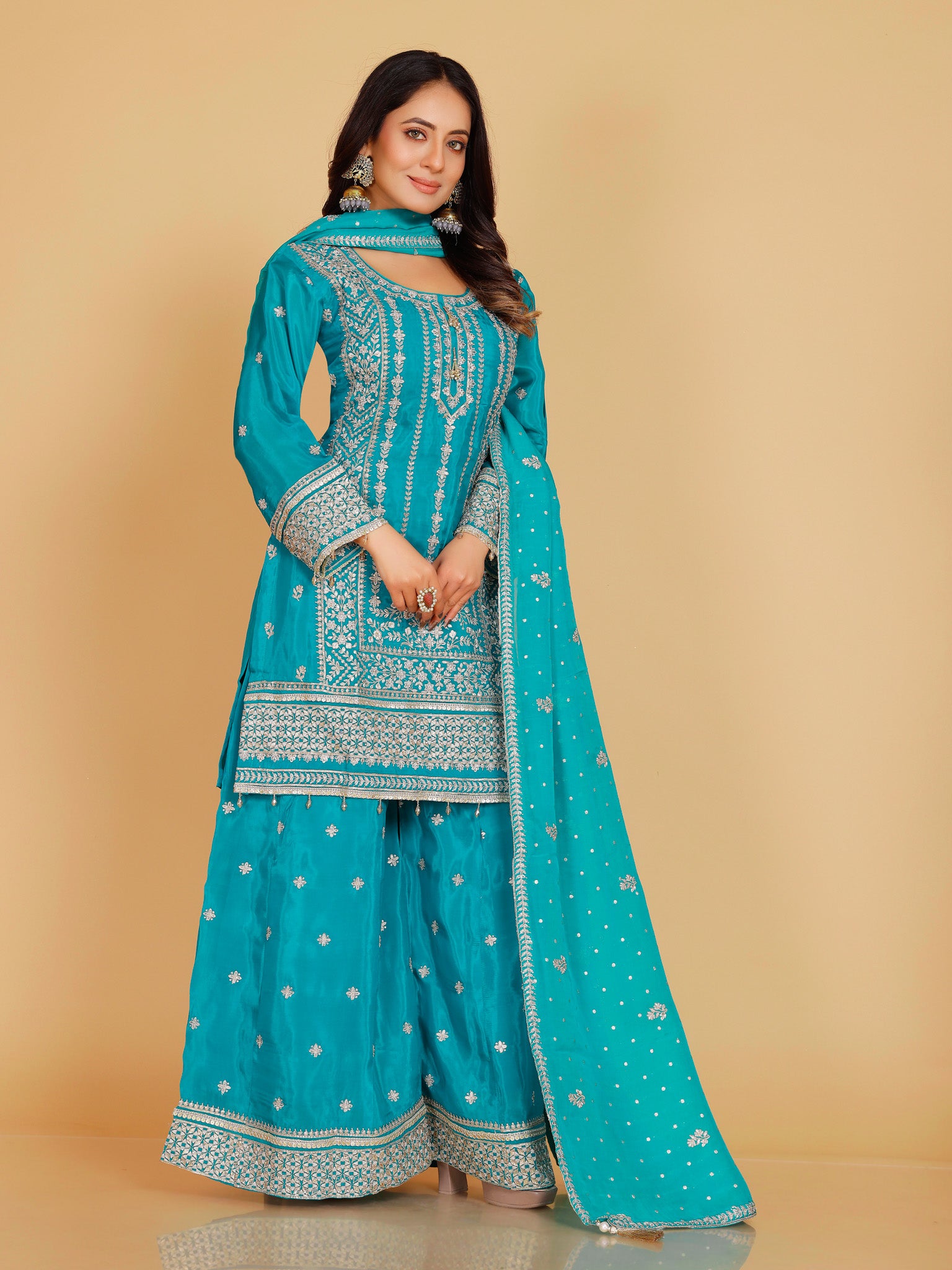 Zaira Straight Palazzo Suit – Roop Darshan