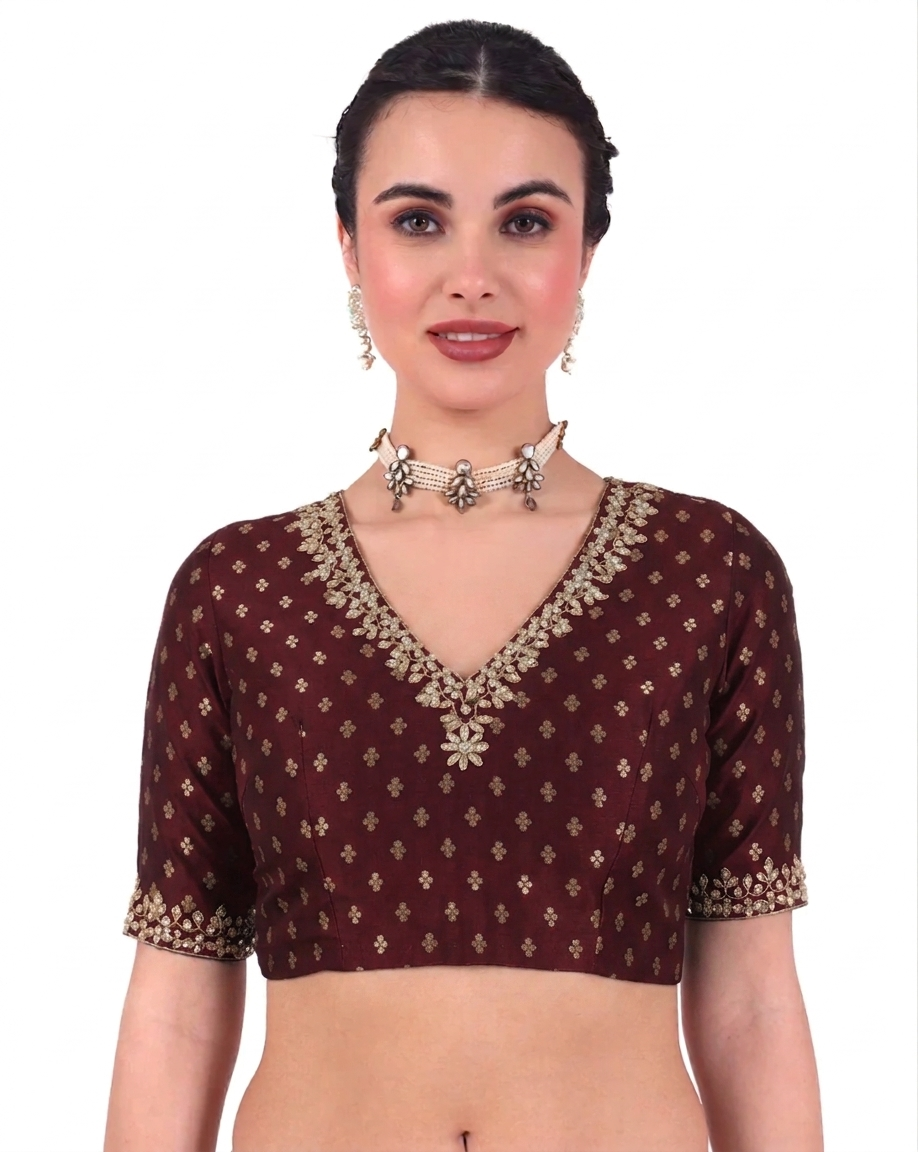 Brocade Zari Stone Work Blouse - Roop Darshan