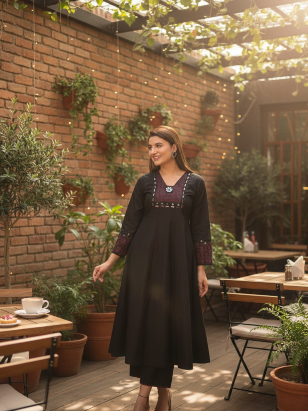 Ladies Cotton Flair Kurti with Plazzo Pant - Roop Darshan