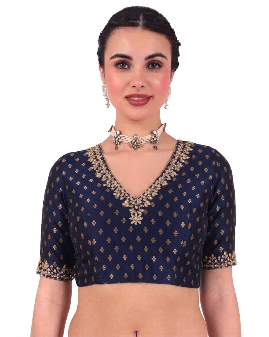 Brocade Zari Stone Work Blouse - Roop Darshan