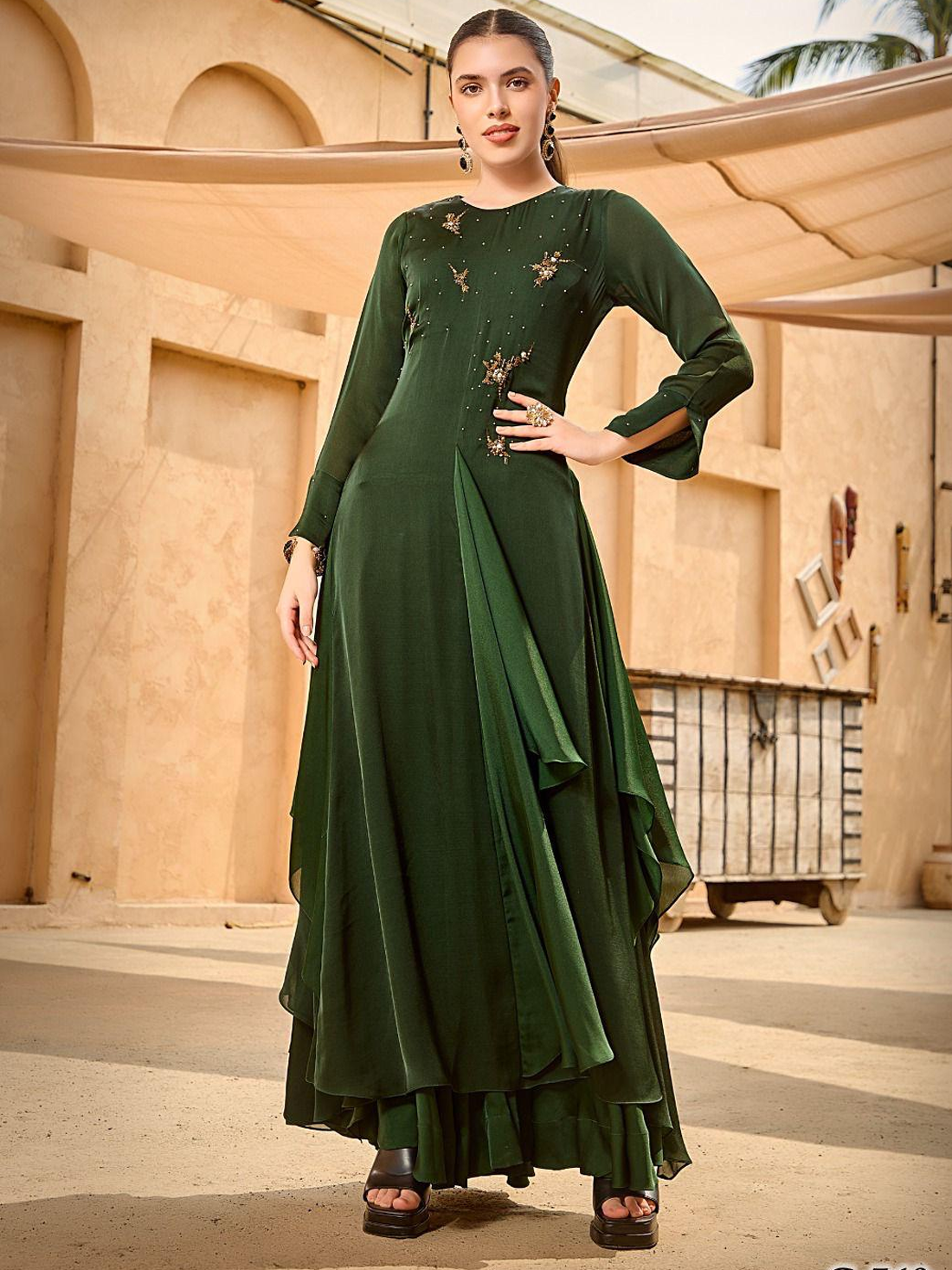 Anshika Silk Embellished Gown - Roop Darshan