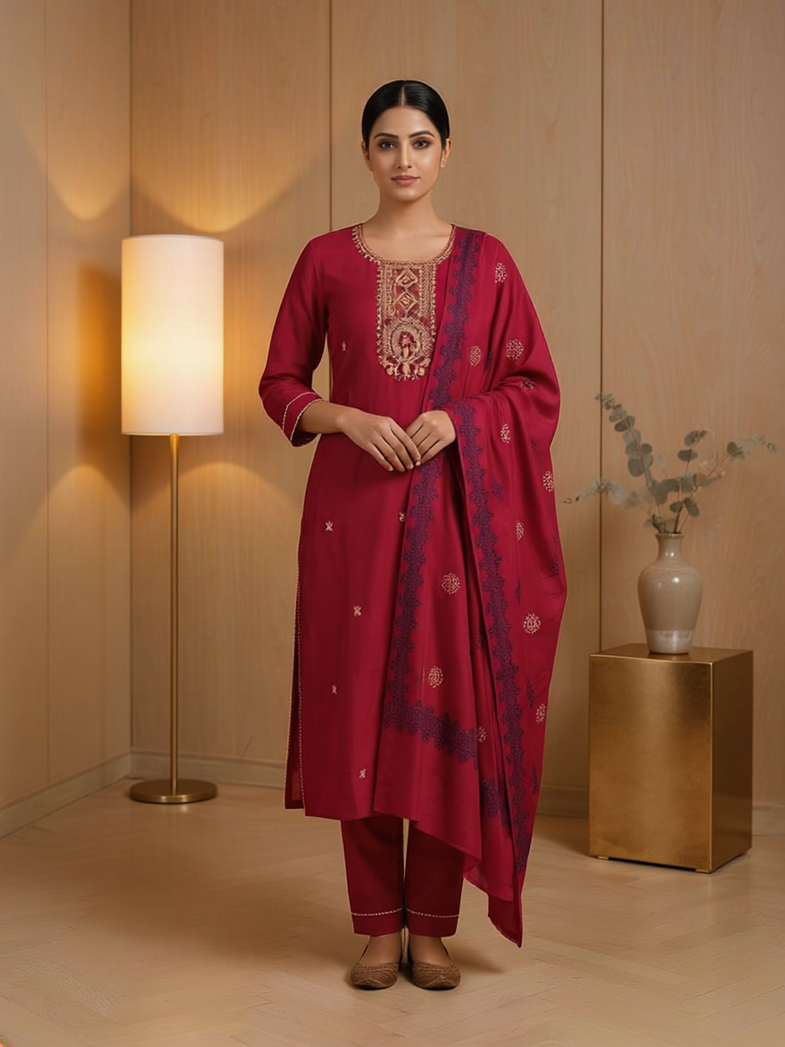 Abhira Silk Straight-Cut Suit