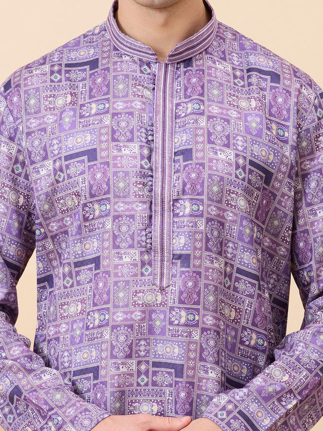 Jaguar Printed Silk Kurta Set