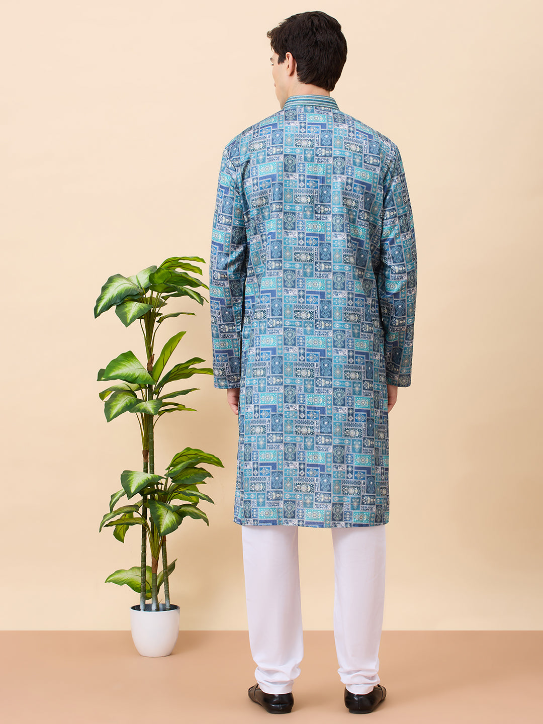 Jaguar Printed Silk Kurta Set