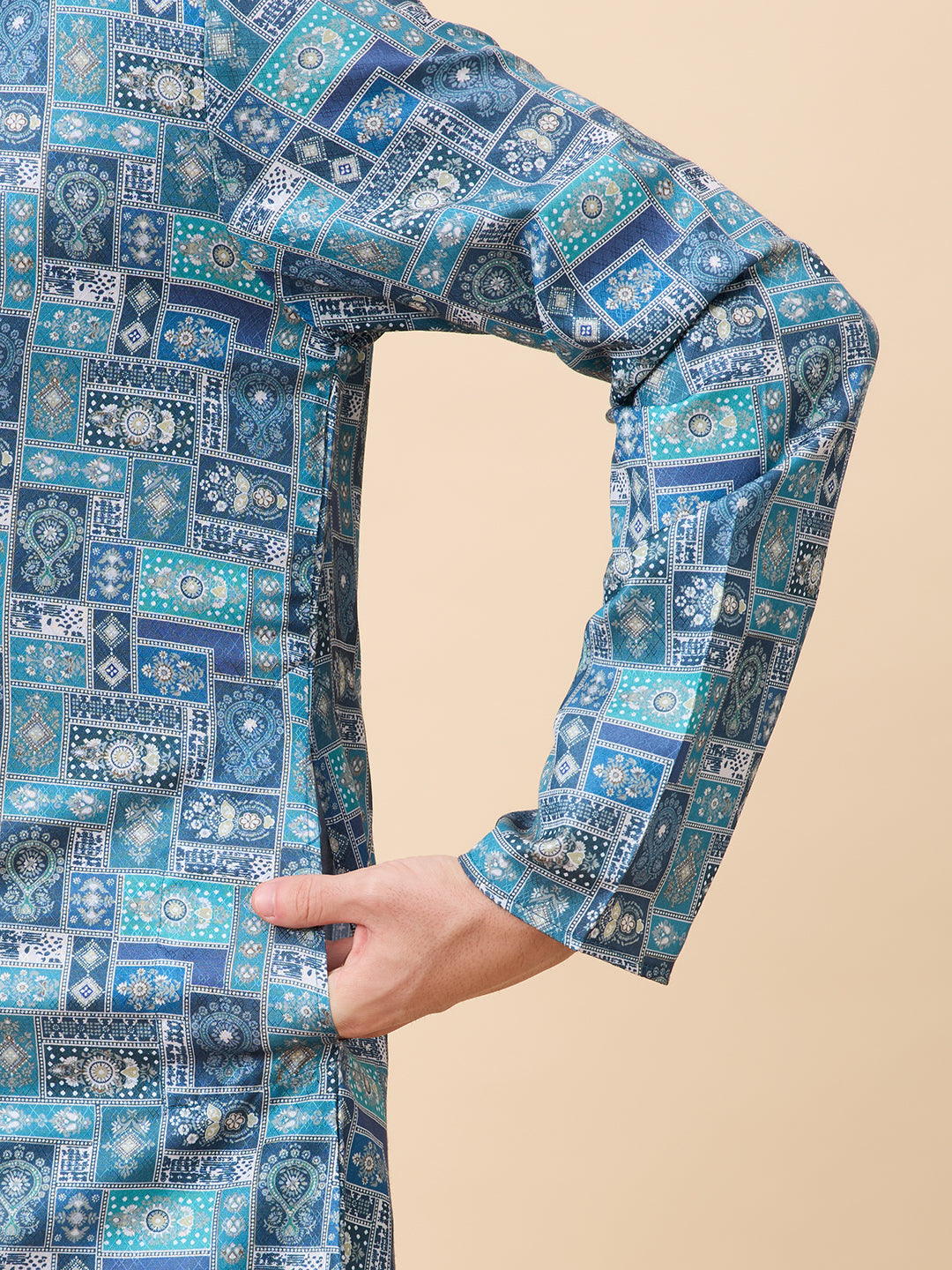 Jaguar Printed Silk Kurta Set