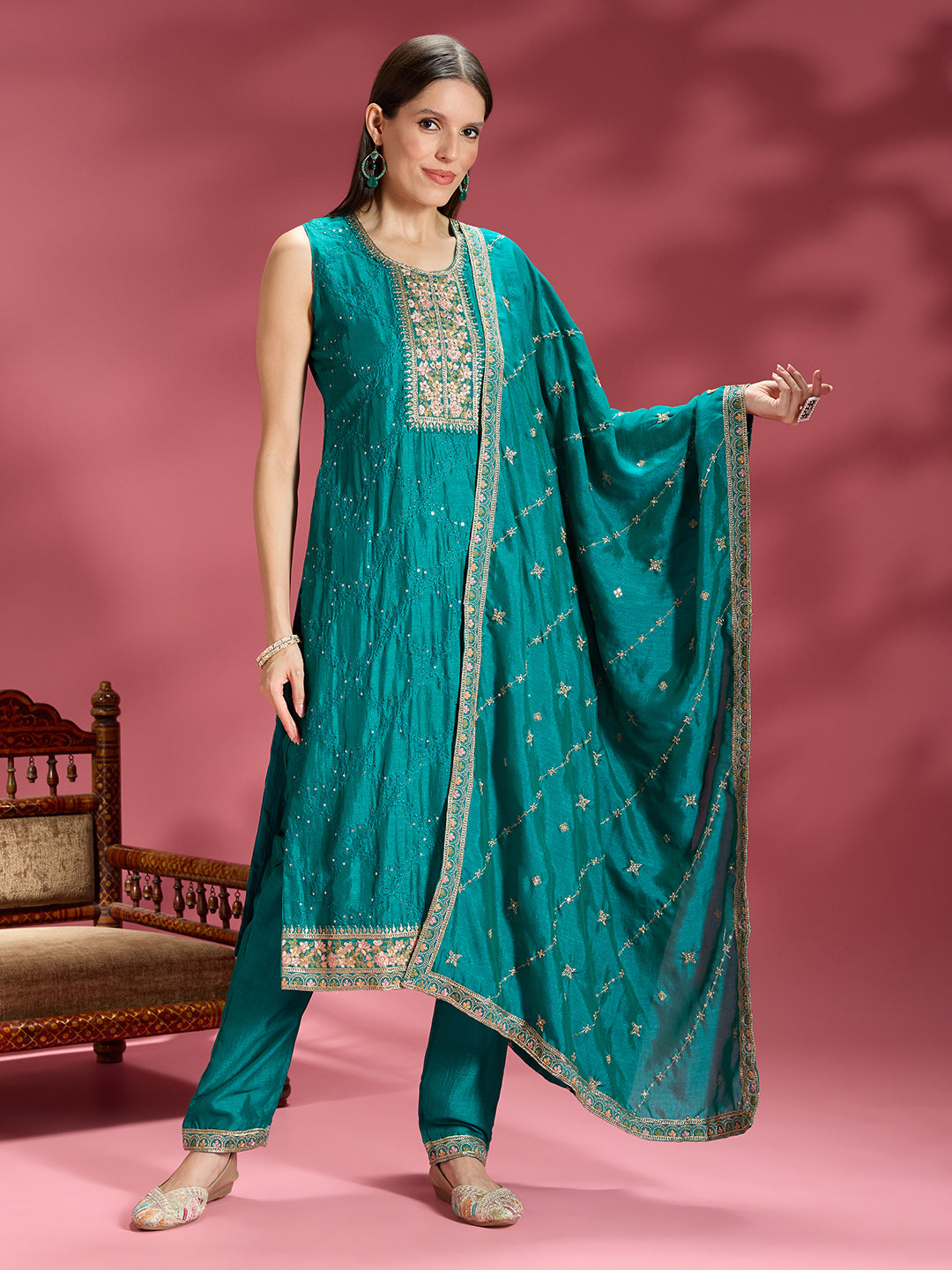 Vahida Silk Straight Suit