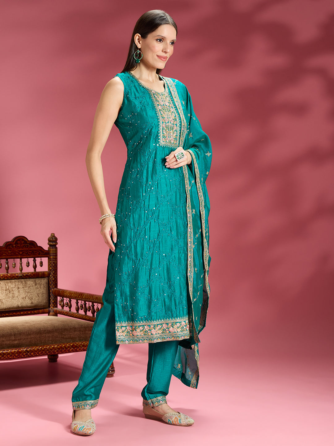 Vahida Silk Straight Suit