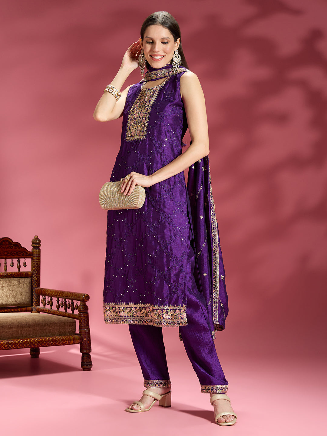 Vahida Silk Straight Suit
