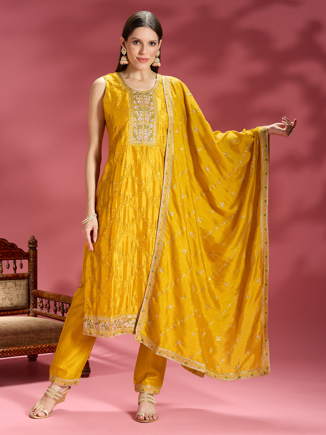 Vahida Silk Straight Suit
