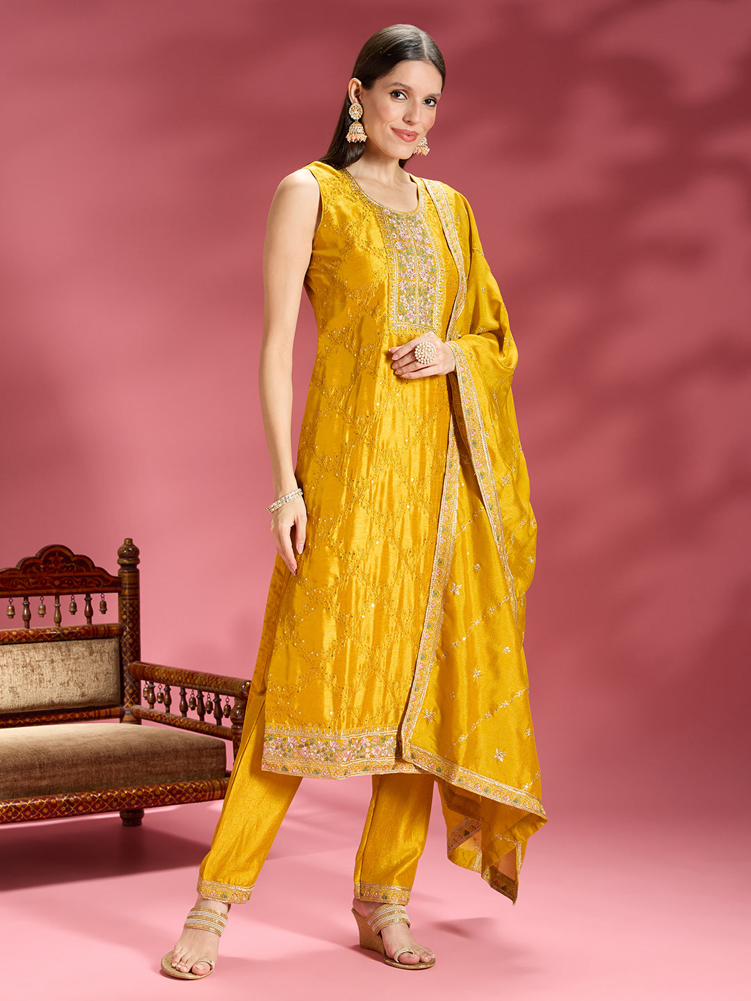 Vahida Silk Straight Suit