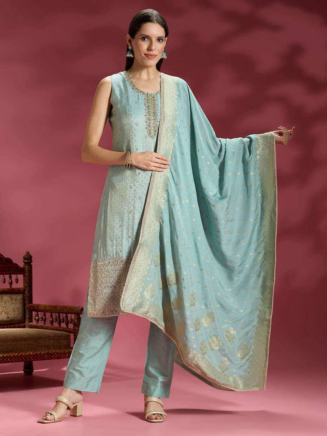 Heena Shimmer Silk Kamiz &amp; Pant