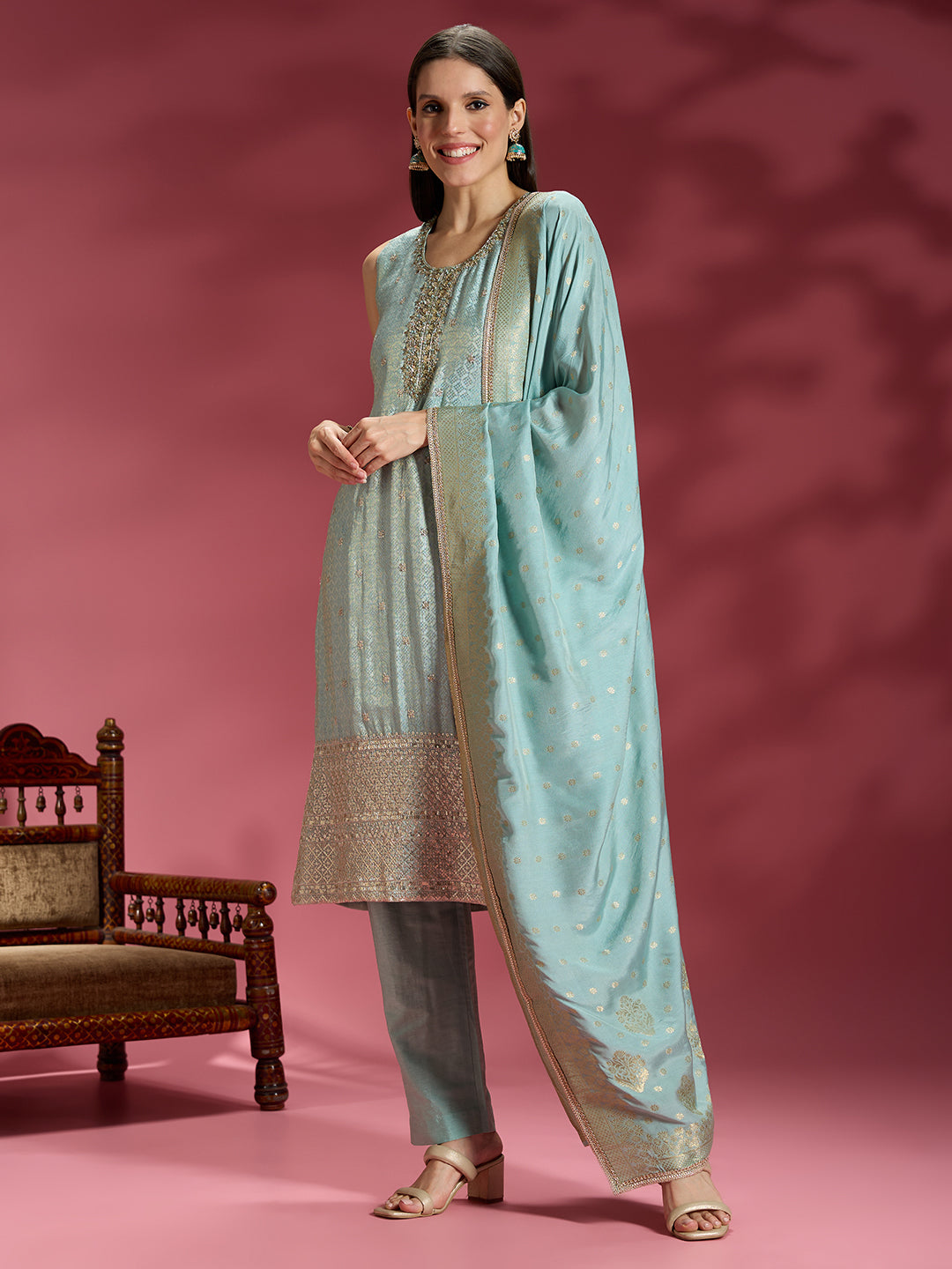 Heena Shimmer Silk Kamiz &amp; Pant