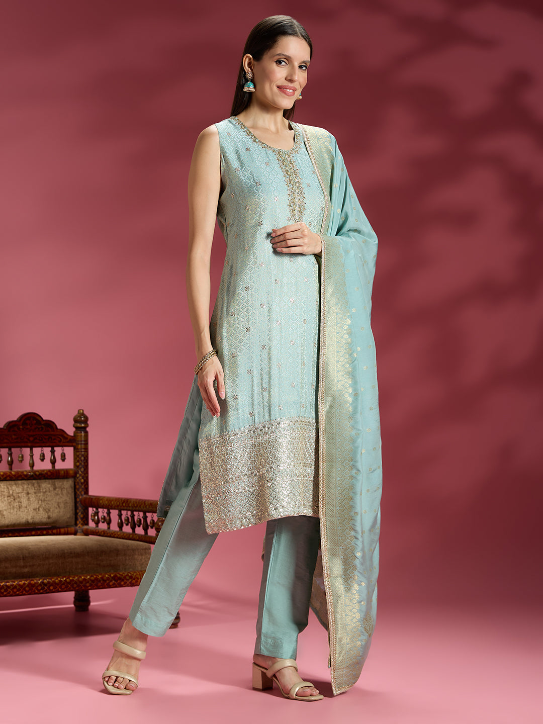 Heena Shimmer Silk Kamiz &amp; Pant