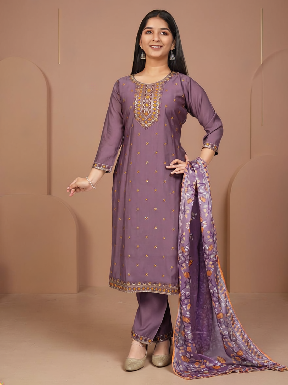 Aisha Silk Straight-Cut Suit
