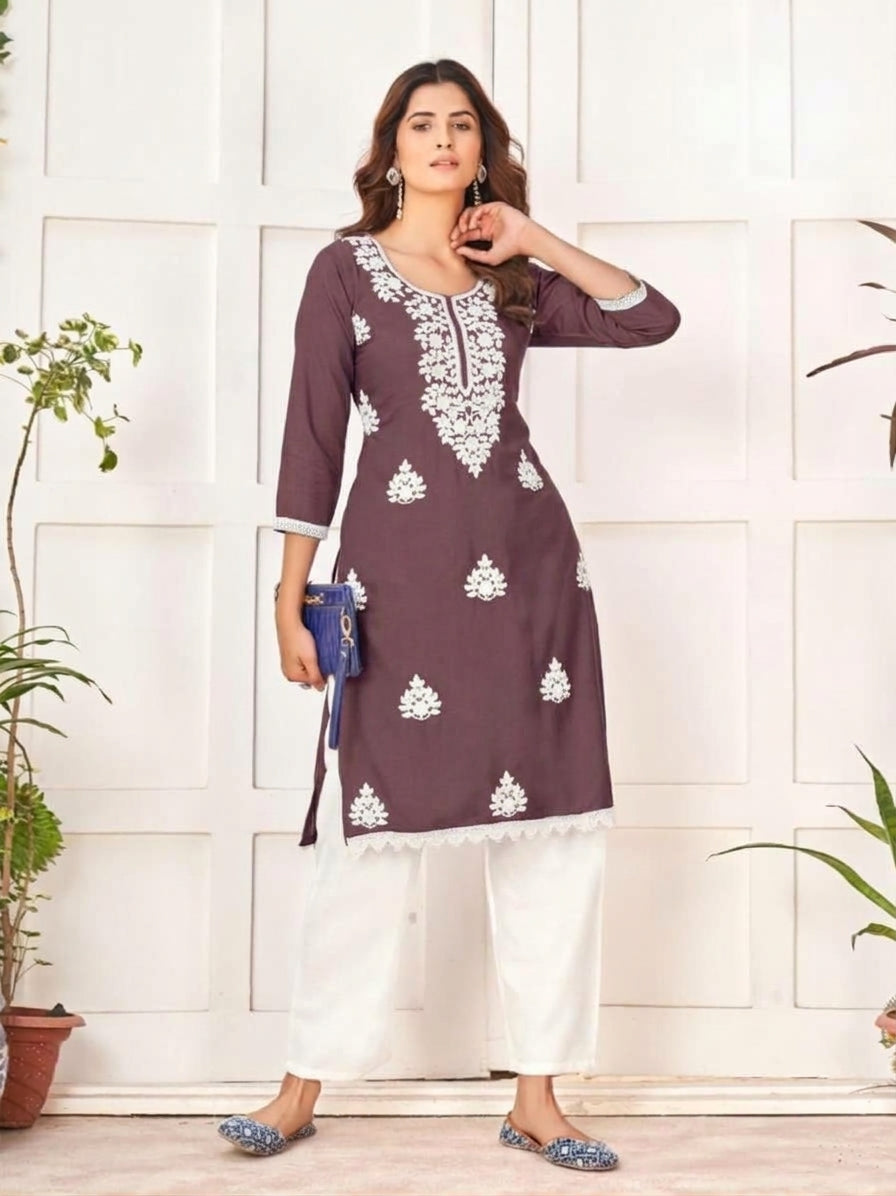 Aisha Rayon Chikankari Kurti