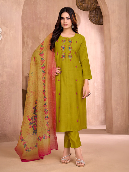 Chitraa Silk Straight-cut Suit - Roop Darshan