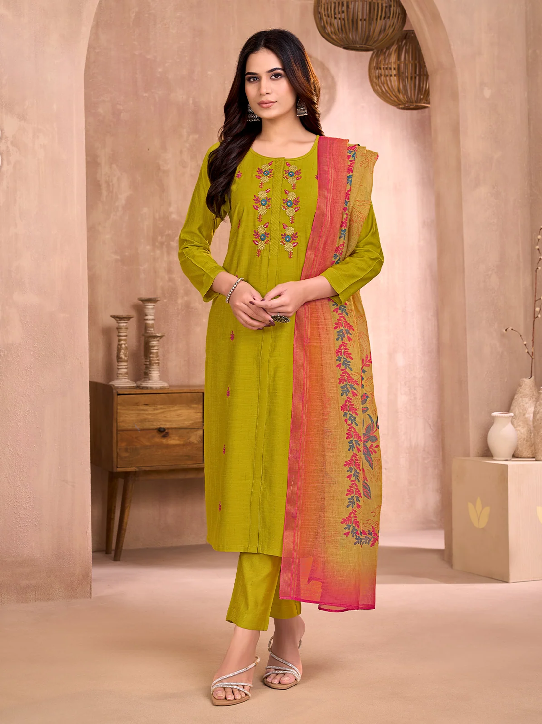 Chitraa Silk Straight-cut Suit - Roop Darshan