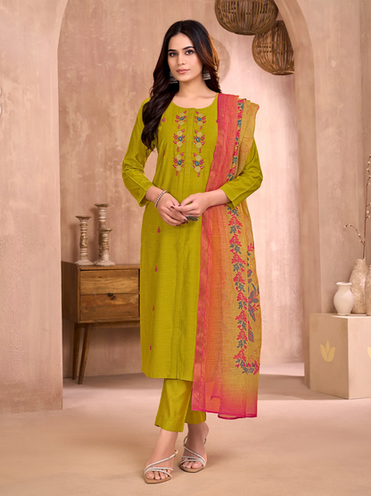 Chitraa Silk Straight-cut Suit - Roop Darshan