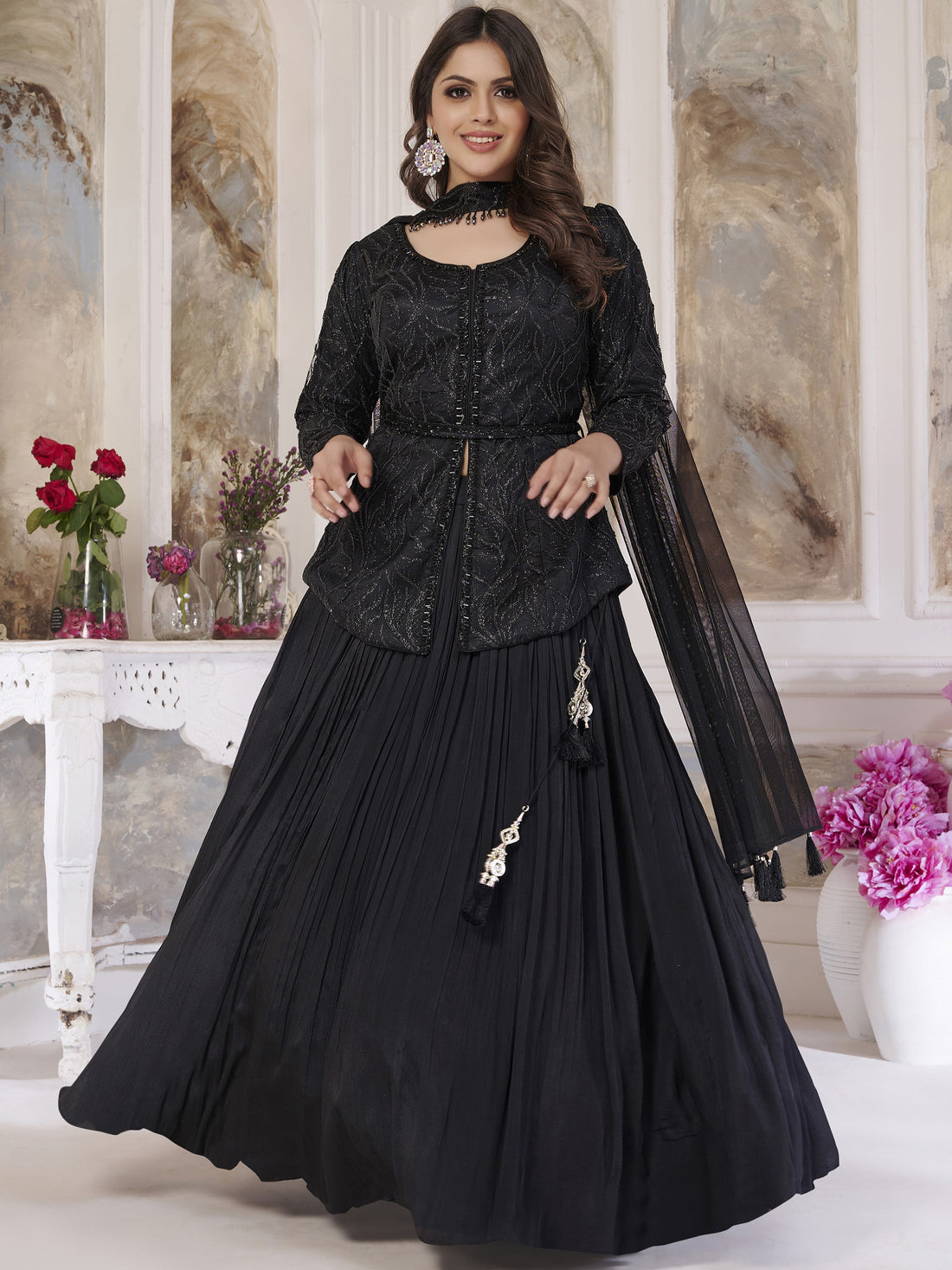 Rani Paplum Top Lehenga - Roop Darshan