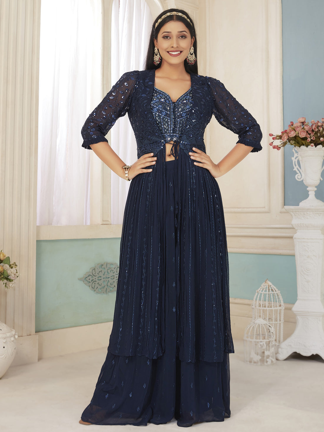 Malani Palazzo Suit With Jacket - Roop Darshan