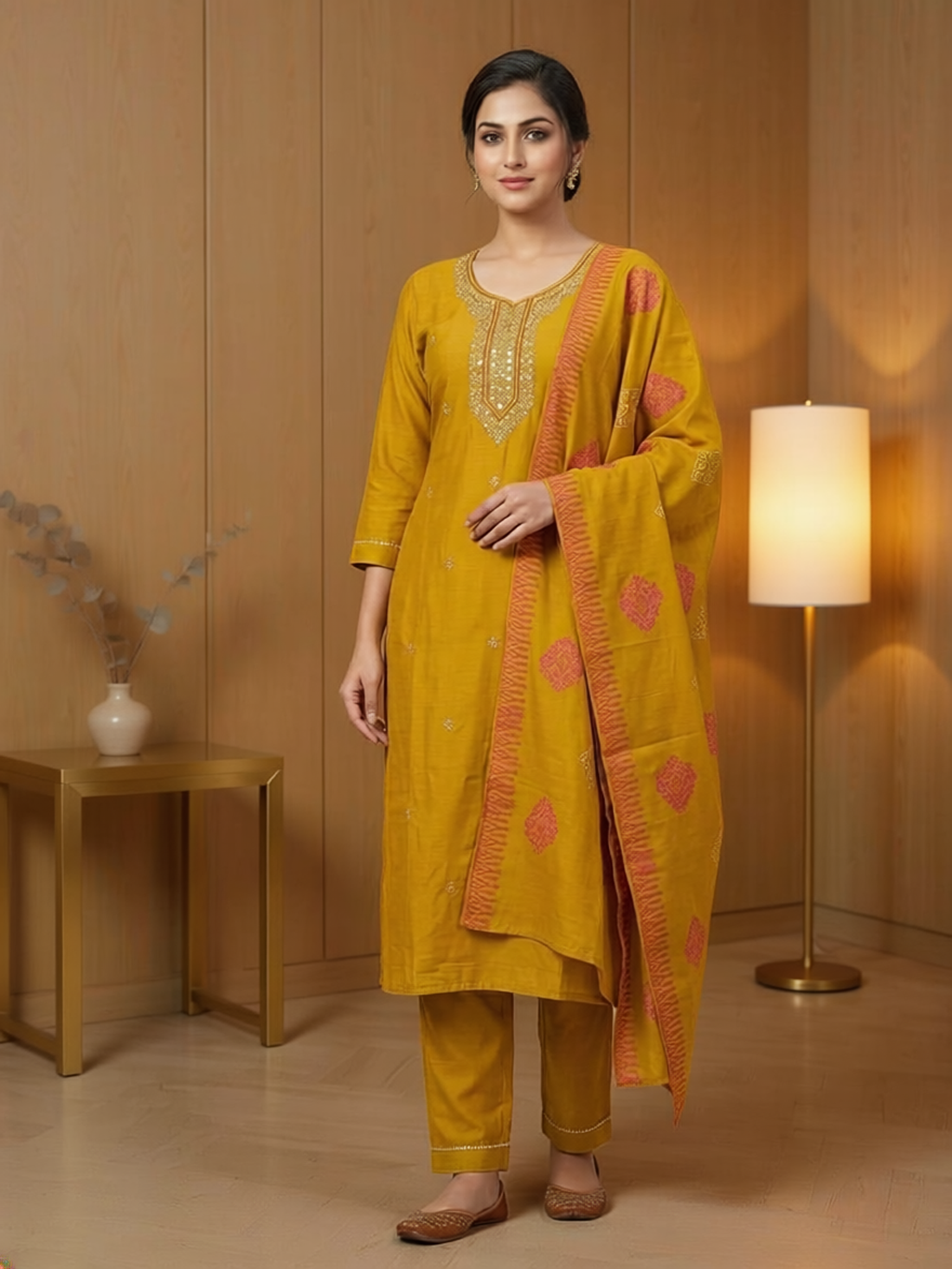 Abhira Silk Straight-Cut Suit