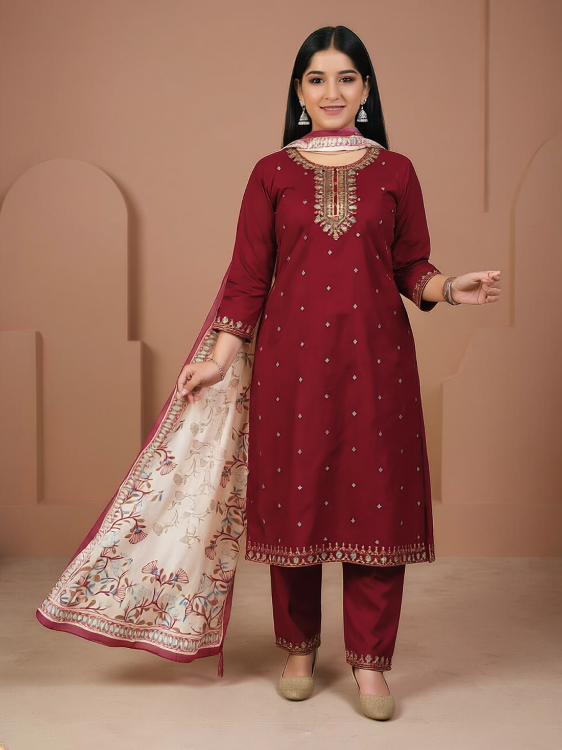 Aisha Silk Straight-Cut Suit