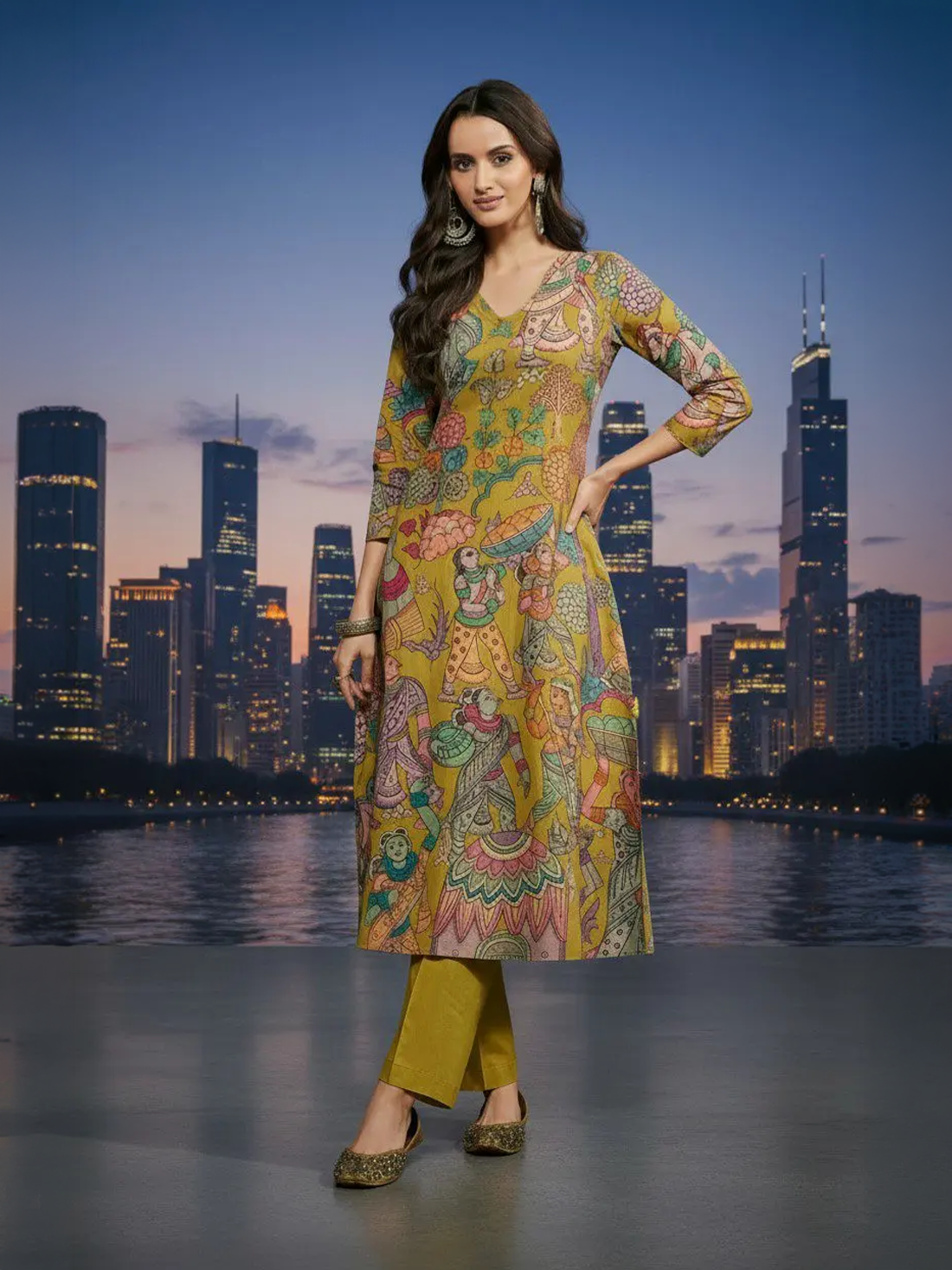 Avanti Silk Kurti Pant Set - Roop Darshan