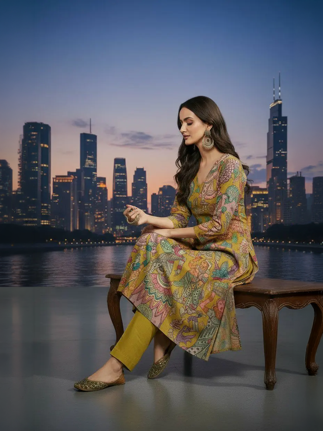 Avanti Silk Kurti Pant Set - Roop Darshan