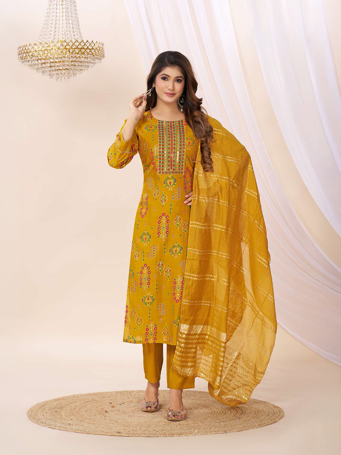 Mishika Printed Silk Suit Set
