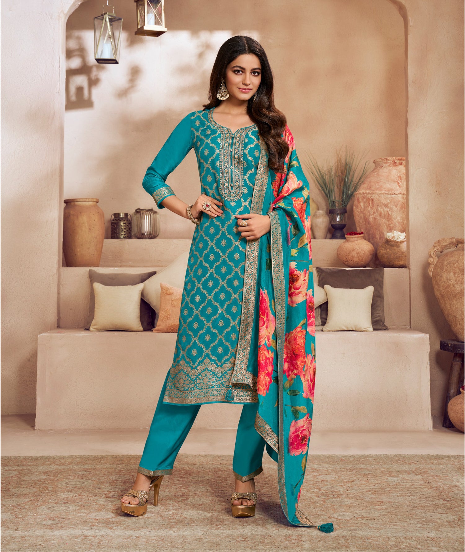 Divya Straight Kameez &amp; Pant - Roop Darshan