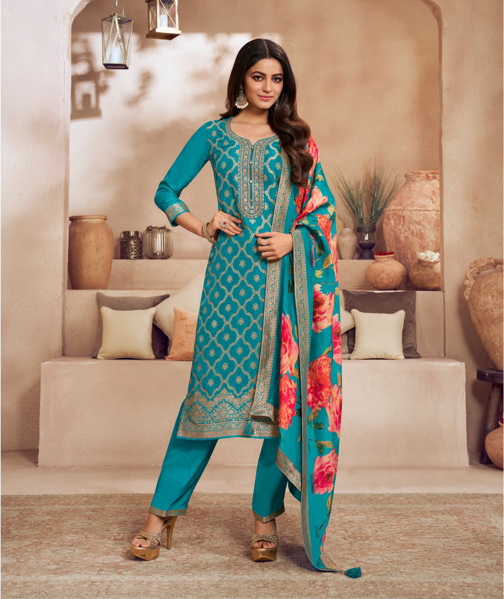Divya Straight Kameez &amp; Pant - Roop Darshan