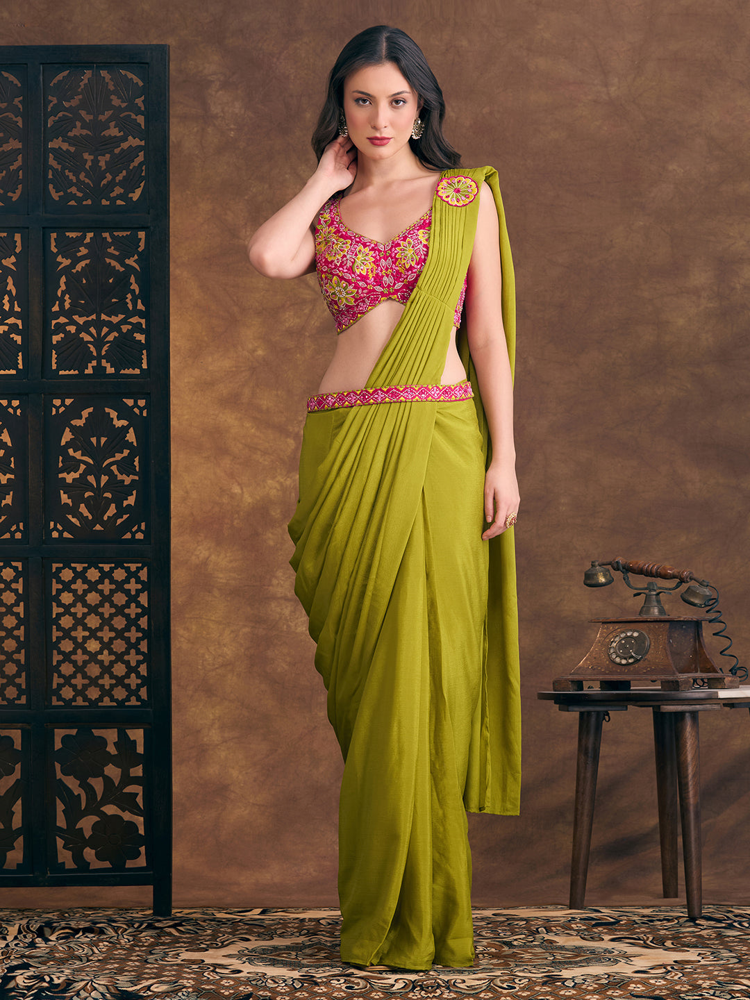 Hazel Ready To Wear Choli Saree - Roop Darshan