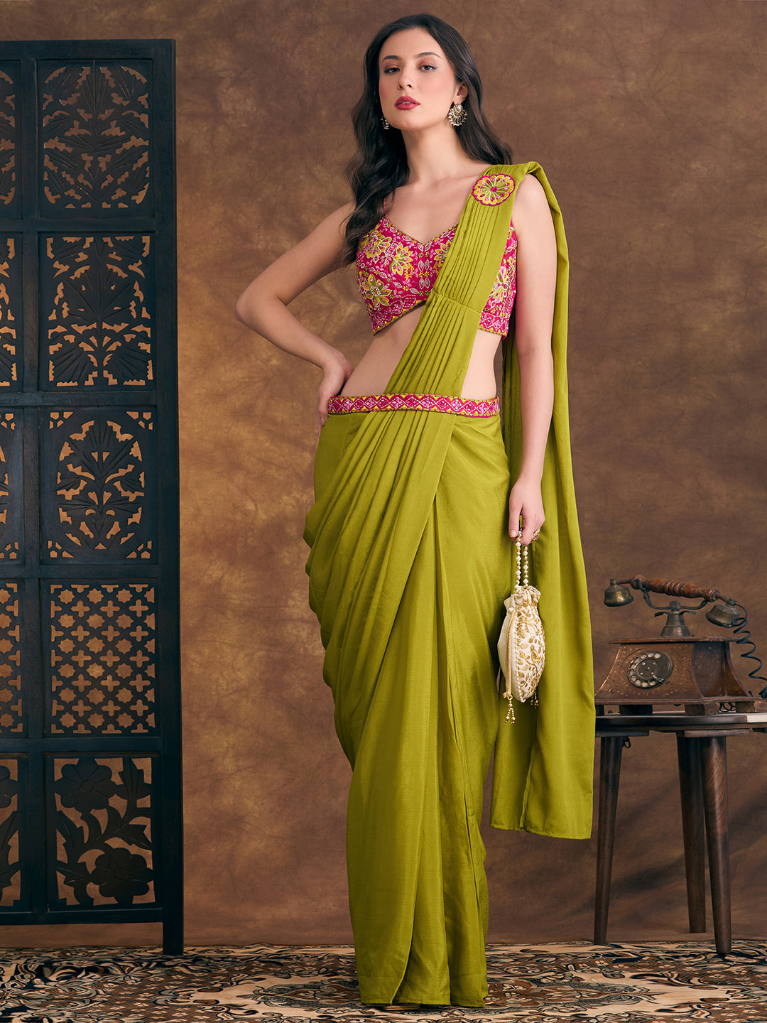 Hazel Ready To Wear Choli Saree - Roop Darshan