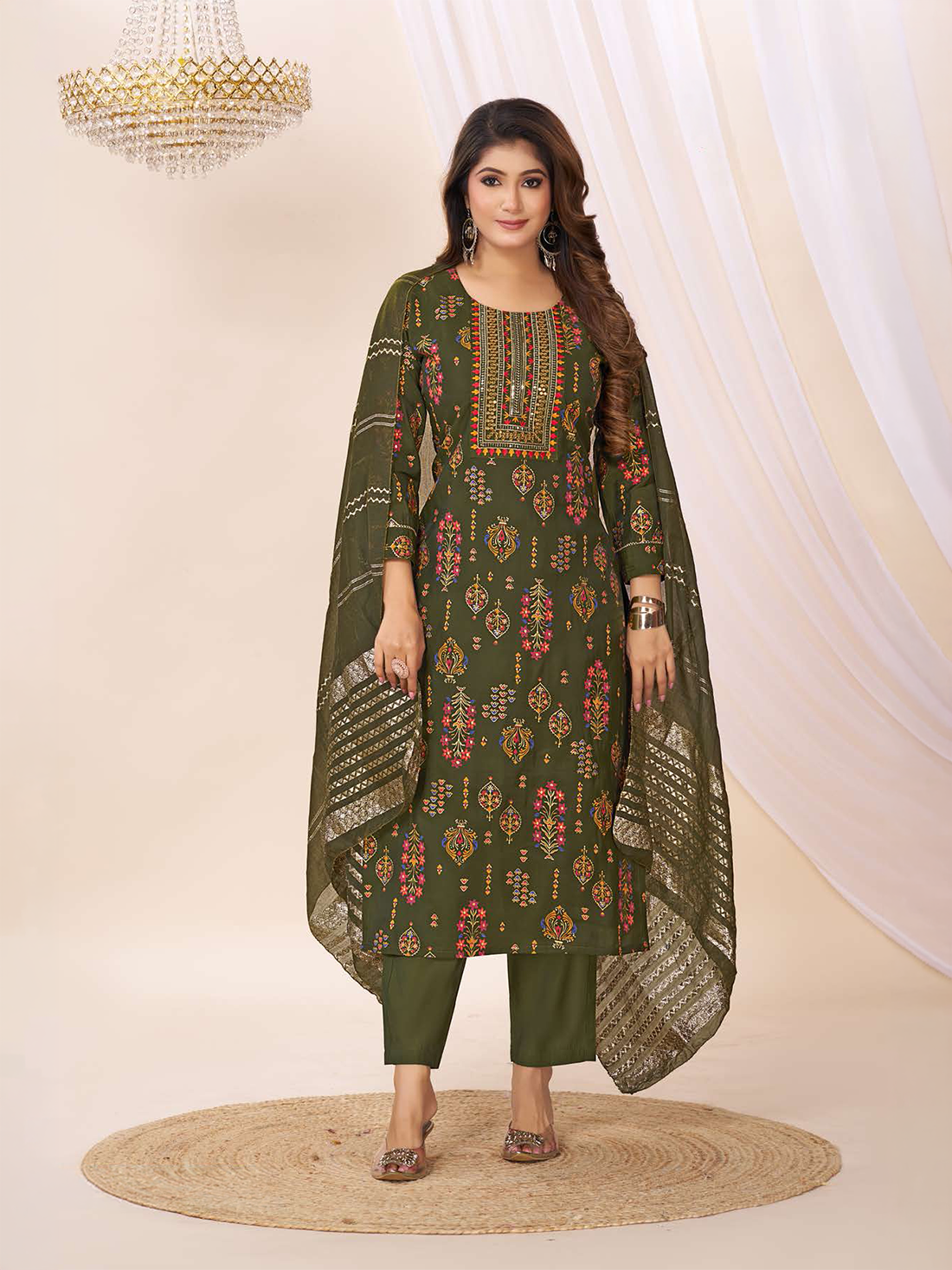 Mishika Printed Silk Suit Set