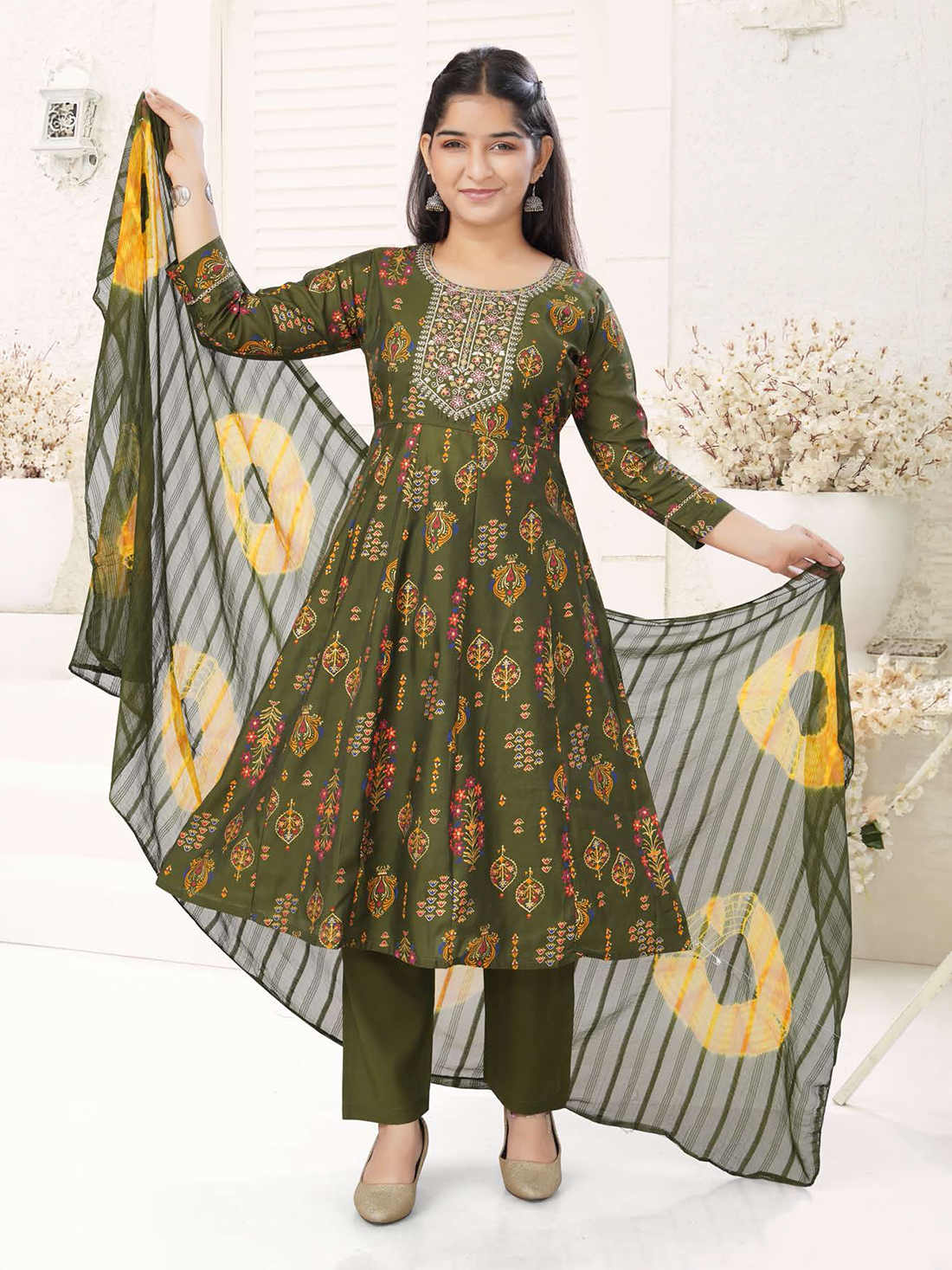 Kirti Silk Printed Flair Suit