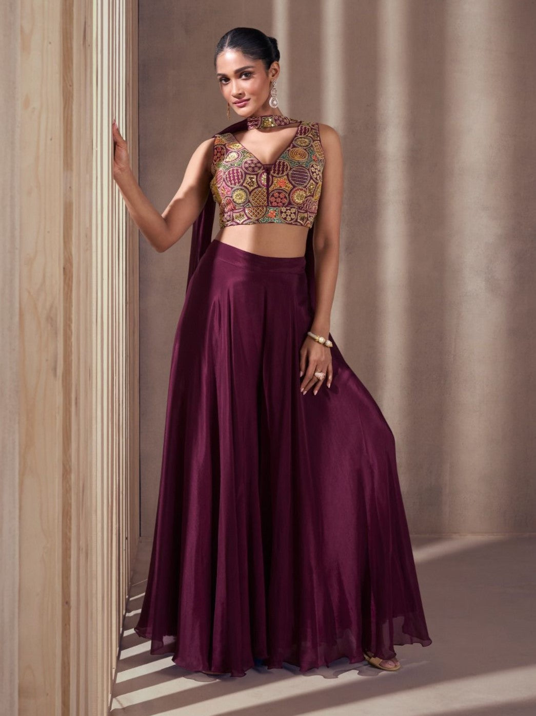 Eya Crop Top Plazzo Suit - Roop Darshan